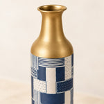 Indigo Weave Metal Flower Vase – Indigo Stripe Patchwork - MintiHome