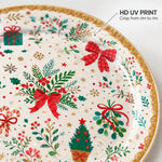 Christmas Decorative Charger Plate with Holiday Trees and Gold Rim – Festive Dinner Table Set - MintiHome