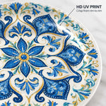 Ramadan Decorative Charger Plate – Leafy Rim Blue Mandala - MintiHome