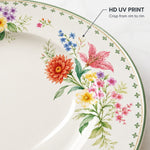 Modern Gold Leaf Charger Plate – Watercolor Botanical with Autumn Foliage on White - MintiHome
