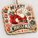 Christmas MDF Wood Hanging Wall Decor – Santa Poinsettia Wreath - MintiHome