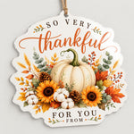 Thanksgiving Pumpkin MDF Hanging Wall Decor – Autumn Floral - MintiHome