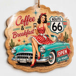 Coffee and Breakfast Route 66 Wood Wall Sign – Diner Girl - MintiHome