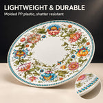 Boho Floral Wedding Decorative Plastic Plate – Blue Bead Border - MintiHome