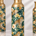 Jungle Leopard Metal Flower Vase – Hibiscus Leafy Branch - MintiHome