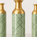Navy Facet Metal Flower Vase – Rust Olive Chevron Lattice - MintiHome