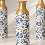 Iznik Blue Metal Flower Vase – Dusty Teal Blue Sage Bloom - MintiHome