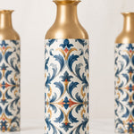 Iznik Medallion Metal Flower Vase – Palmette Rosette Scroll - MintiHome