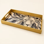White Daisy Wildflower Meadow Decorative Tray with Gold Trim - MintiHome