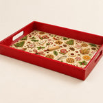 Christmas Cardinal Bird Serving Tray – Red Rim Holiday Platter - MintiHome