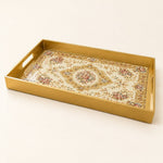 Ramadan & Eid al-Fitr Plastic Serving Tray – Light Blue Floral Scroll - MintiHome