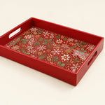 Red Christmas Serving Tray – Snowflake Holly Pinecone - MintiHome