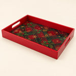 Christmas Plaid Pinecone Serving Tray – Red Holiday Tray with Handles - MintiHome
