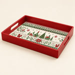 Santa Sleigh Winter Village Christmas Decorative Tray Gold Trim - MintiHome
