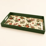 Green Christmas Ornament Bow Plastic Serving Tray with Mitten - MintiHome