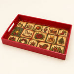Green Christmas Patchwork Tray with Tree, Ornaments and Plaid - MintiHome