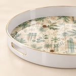 White Gold Watercolor Christmas Plaid Tray with Pine and Snowflakes - MintiHome