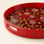 Christmas Plaid Pinecone Serving Tray – Red Holiday Tray with Handles - MintiHome
