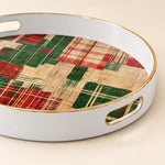 Santa Sleigh Winter Village Christmas Decorative Tray Gold Trim - MintiHome