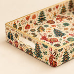 Christmas Holly & Floral Plastic Tray – Festive Serving Platter - MintiHome