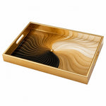Modern Gold Swirl Abstract Decorative Tray with Black Accents | Minti Home - MintiHome