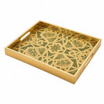 Moroccan Geometric Green Decorative Tray with Gold Frame and Star Motifs | Minti Home - MintiHome