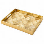 Moroccan Quatrefoil Gold Decorative Tray, 40x30cm Tempered Glass - MintiHome