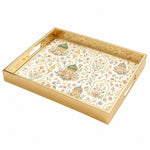 Mughal Arch Floral Decorative Tray with Gold Frame and Lanterns | Minti Home - MintiHome