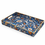 Navy Blue Floral Print Plastic Serving Tray – Full Print Border - MintiHome