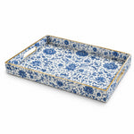 Navy Floral Scroll Plastic Serving Tray – Full Print Border - MintiHome