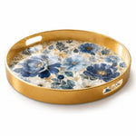 Navy Gold Peony Plastic Serving Tray – Delft Bloom - MintiHome