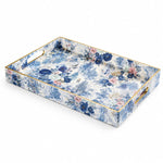 Navy Rose Toile Plastic Serving Tray – Full Print Border - MintiHome