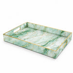 New Year Marble Plastic Tray – Mint Green Gold Veins - MintiHome