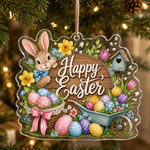 Easter Bunny Wheelbarrow Acrylic Hanging Wall Decor – Basket Sign - MintiHome
