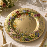 Gold Floral Charger Plate with Wildflower Border – Garden Table Decor Set - MintiHome