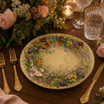 Gold Floral Charger Plate with Wildflower Border – Garden Table Decor Set - MintiHome