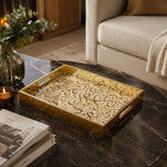 Islamic Arabic Calligraphy Glass Serving Tray with Gold Frame, 40x30cm - MintiHome