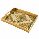 Paisley Emerald Glass Serving Tray – Gold Filigree - MintiHome