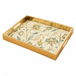 Persian Floral Decorative Tray with Gold Frame and Paisley Motifs | Minti Home - MintiHome