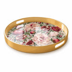 Pomegranate Peony Berry Botanical Decorative Tray with Gold Trim - MintiHome