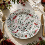 Christmas Cardinal and Holly Charger Plate – Botanical Holiday Table Set - MintiHome