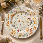 Thanksgiving Watercolor Autumn Leaves Charger Plate – Berries & Wildflower Harvest Decor - MintiHome