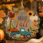 Hello Fall Pumpkin Truck Acrylic Hanging Wall Decor - Autumn Harvest - MintiHome