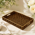 Honey Brown Leopard Print Plastic Serving Tray – Gold Border - MintiHome