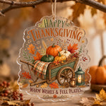 Pumpkin Wheelbarrow Acrylic Hanging Wall Decor - Thanksgiving Wishes - MintiHome