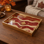 Maple Leaf Glass Serving Tray – Red Wave Canadian Flag - MintiHome
