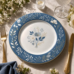 Blue Chinoiserie Floral Charger Plate – Botanical Border Ceramic Underplate for Dinner & Wedding - MintiHome