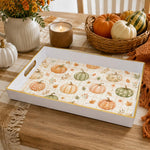 Watercolor Pumpkin Fall Harvest Decorative Tray with Gold Trim - MintiHome