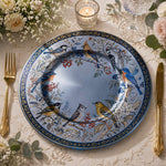 Songbirds and Berries Decorative Charger Plate – Blue Floral Bird Table Decor - MintiHome