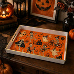 Spooky Halloween Skeleton Party Decorative Tray with Gold Trim - MintiHome